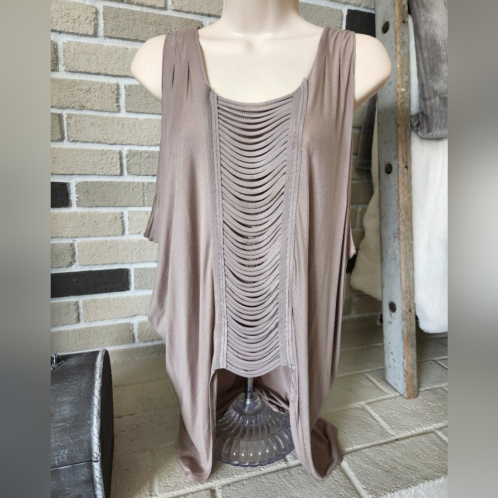 BCBGMAXAZRIA Eve Draped Hi Lo Sleeveless Top